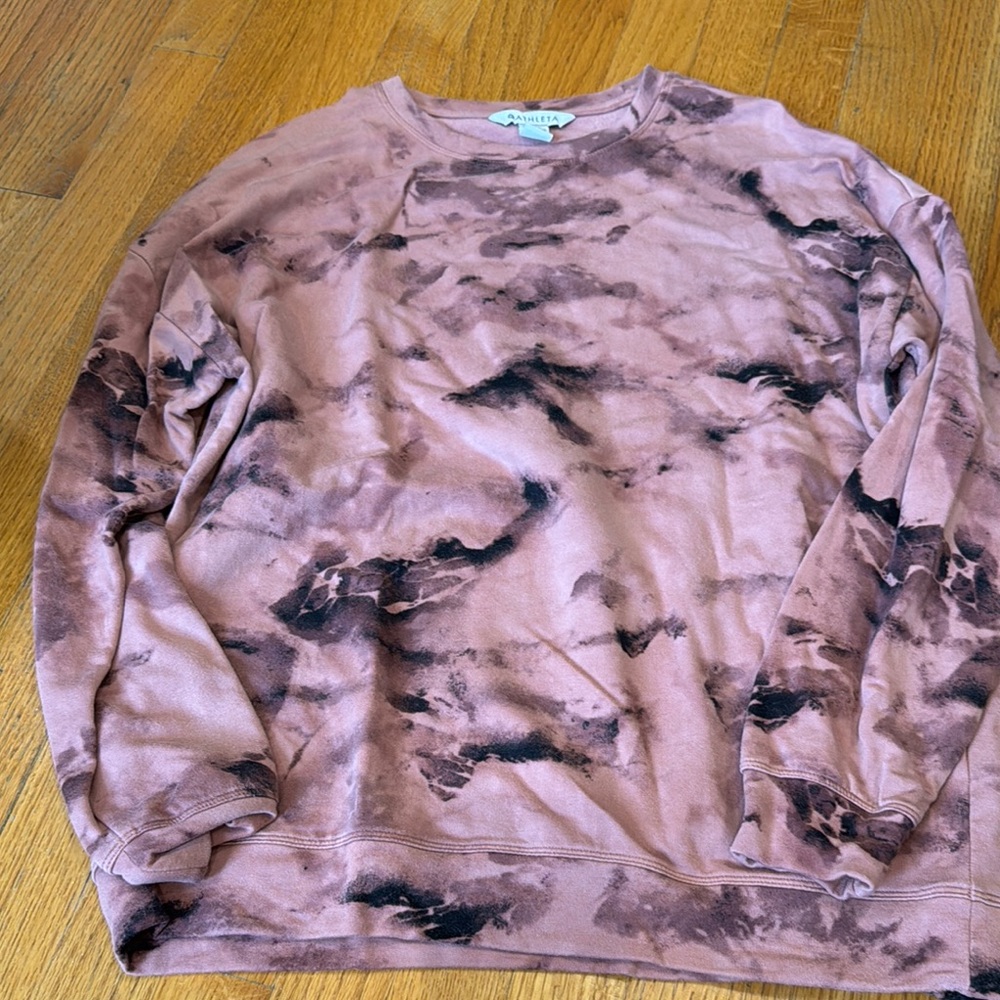 Athleta Pink and Black Crewneck Sweater